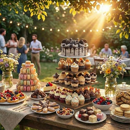 Wooden 2 Pack 4 Tier Cupcake Stand for 50 Cupcakes,Cupcake Holder,Cupcake Tower,Tiered Tray Stand for Birthday Bar Décor Weddings,Parties Events, Dark Brown thumbnail 7