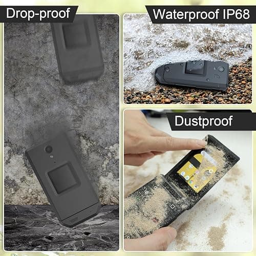 Unifone S22 Rugged Flip Phone Unlocked (16GB) 2.8'' Touchscreen Smart Cell Phone Android 11, IP68 Water Resistant, 4G LTE GSM Single Sim (Black) thumbnail 3