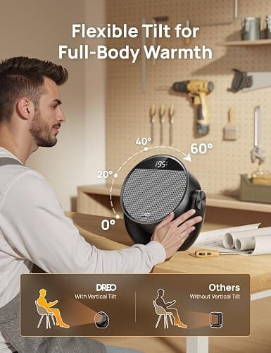 Dreo Space Heater 1500W, 60° Adjustable Tilt, 10.5ft/s Portable Electric Heaters for Indoor Use with Thermostat, 8 Safety Protections, 3 Modes, Remote, Quiet Desk Heater for Bedroom, Office, Black thumbnail 5