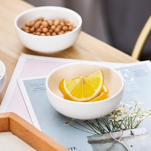 Swuut Ceramic Pinch Bowls,2.5 oz Mini Prep Dip Bowl Set,Small Dipping Salsa Charcuterie Soy Sauce Side Dish for Sushi,Set of 6 (White) thumbnail 8