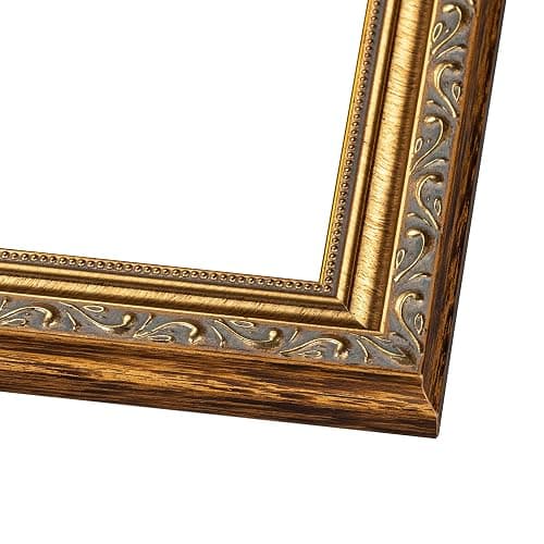 Poster Palooza 10x16 Frame Gold Antique Solid Pine Wood Picture Frame with UV Acrylic Plexiglass, Foam Board Backing & Hanging Hardware Included thumbnail 4