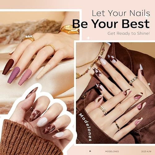 Modelones 24 Pcs Gel Nail Polish Kit, 20 Colors Nude Pink Milky White Gel Polish Neutral Brown Christmas Winter Nail Gel Polish Set Soak Off Manicure Gifts thumbnail 3