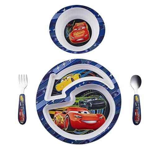The First Years Disney/Pixar Cars Dinnerware Set - Toddler Plates and Toddler Utensils - 4 Count - Image 1