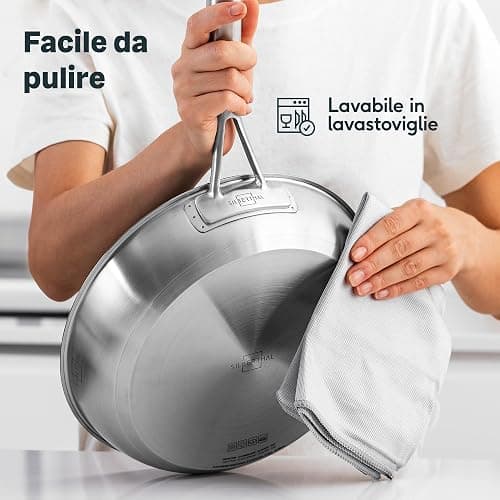 SILBERTHAL Padella acciaio inox 28 cm - Induzione gas e forno 400ºC - Senza rivestimento 18/10 - Triplo fondo thumbnail 7