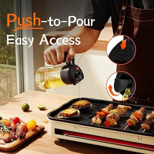 TrendPlain 16oz/470ml Glass Olive Oil Sprayer for Cooking – 2 in 1 Olive Oil Dispenser Bottle for Kitchen Gadgets and Air Fryer Accessories, Salad, BBQ - Black - Black thumbnail 5