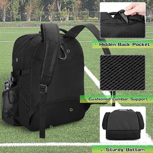 DSLEAF Soccer Backpack for Men, Basketball Bag with Ball Space and Separate Shoe Space for Basketball, Soccer, Volleyball Training thumbnail 4