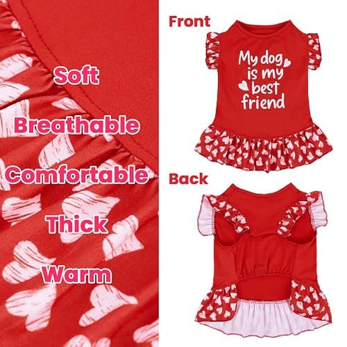 XPUDAC 4 Pack Cute Dog Dress for Small Dog, Floral Puppy Dress Sweet Girl Pet Skirt Outfits Colorful for Birthday Holiday Spring Summer Pet Clothes for Girls, M thumbnail 7