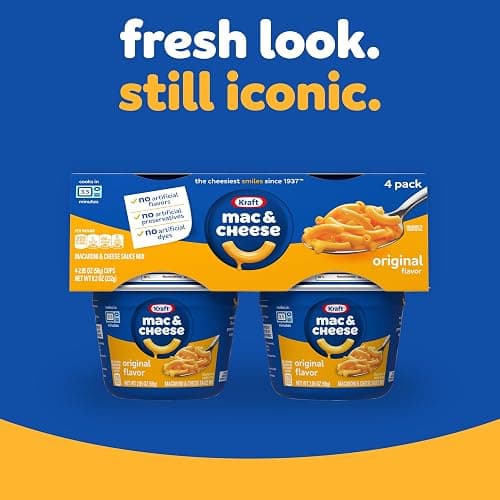 Kraft Mac and Cheese Dinner, 4 Microwaveable Cups, Original, 2.05 oz | for Easy Dinner or Dinner Sides No Artificial Flavors, Preservatives or Dyes thumbnail 4