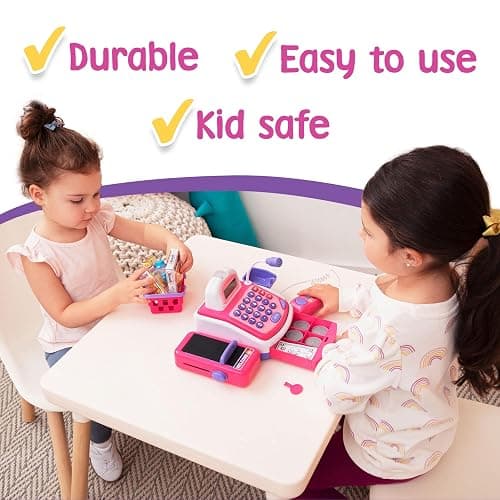 Prextex Pretend Play Store Electronic Toy Cash Register for Kids - STEM Toy with Mic Speaker and Play Money Included thumbnail 6