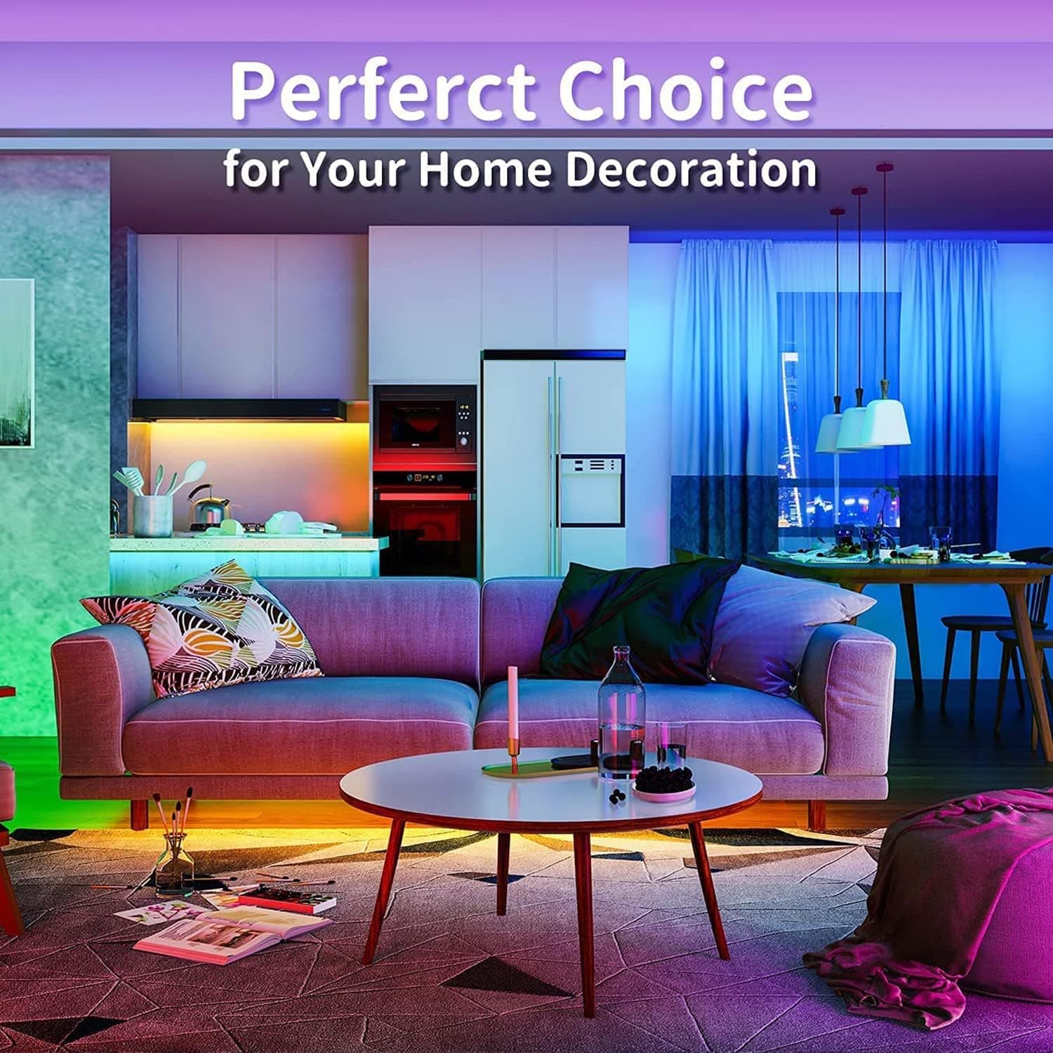 Bluetooth LED Strip Lights 15m, Tenmiro 50ft RGB LED Lights with Remote&App Control, Flexible DIY Multi-Colour Music Sync Timing for Kitchen, Bedroom,Party,PC Decoration - 15M thumbnail 6