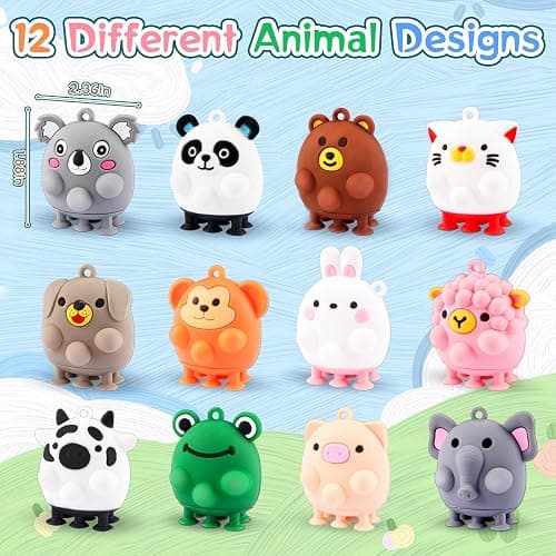 12 PCS Animal Pop Suction Fidgets Toys, Toddler Travel Toys for Airplane Car Activities Essential, Party Favors for Kids, Goodie Bags Stuffers for Kids, Toddler Bath Toys, Birthday Gifts for Boy Girls thumbnail 2