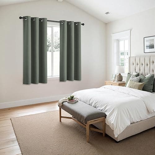 MIULEE Blackout Curtains for Bedroom Living Room 2 Panels, Thermal Insulated Room Darkening Drapes Grommet Noise Reducing Light Blocking Window Treatments 63 Inches Long 40x63 Inch Dark Mallard thumbnail 6