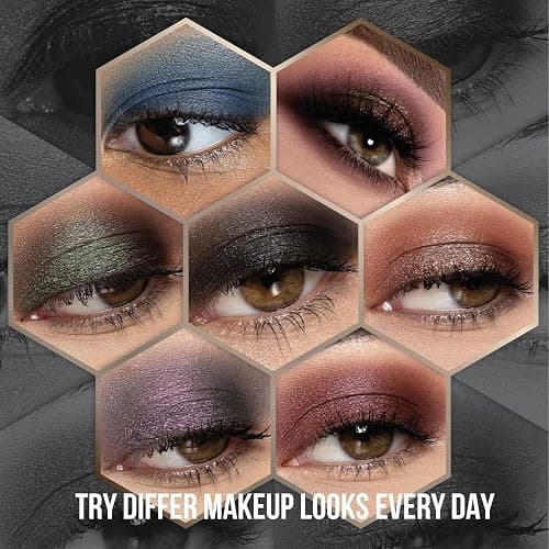 Black Smokey Eyeshadow Palette, Midnight Masquerade 21 Colors – Spectrum of Black Matte Shimmer Glitter Eye Shadow for Halloween Goth Makeup, Highly Pigmented, Talc Free thumbnail 4