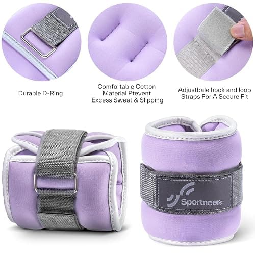 Sportneer Ankle Weights Wrist Weights Pair of 1/2/4/6/10 LBS for Men Women Kids Strength Training Wrist and Ankle Weights Set with Reflective Strips for Dancing Running Walking Fitness Workout Gym thumbnail 3