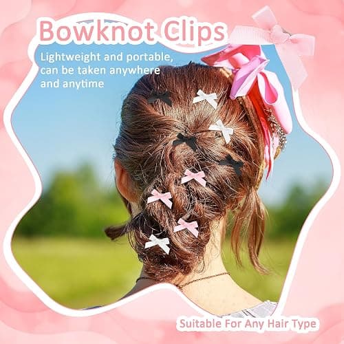 30 Stück Mini Schleife Haarspangen, Süß Haarschleife Haarschmuck Satinschleifen Haarclips Niedlich Einfarbig Hair Accessories Klein Haarklammern für Damen Mädchen Frauen Kinder(Rosa+Schwarz+Weiß) thumbnail 5
