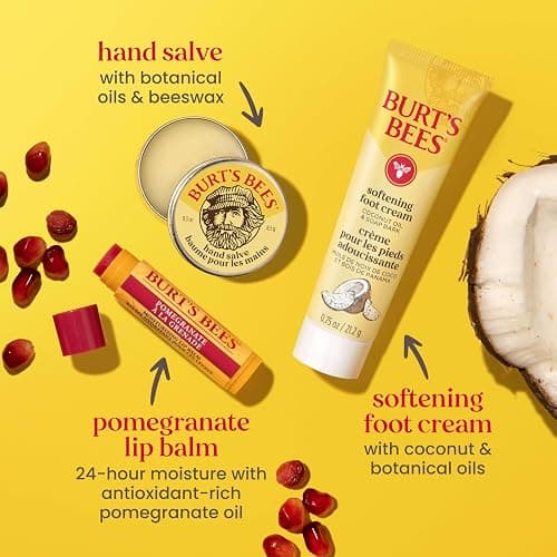 Burt's Bees Gifts Ideas, Tips and Toes Kit, 6 Travel Size Products - Pomegranate Moisturizing Lip Balm, 2 Hand Creams, Foot Cream, Cuticle Cream, and Hand Salve thumbnail 7