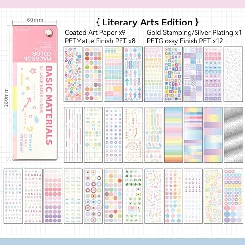 Prstincol Cute Sticker Book，60 Sheets Glitter Aesthetic Decorative Stickers for Scrapbooking,Stars Heart Letter Glitter Self-Adhesive Stickers for Photocards, Journal,Scrapbook（2-in-1） thumbnail 4