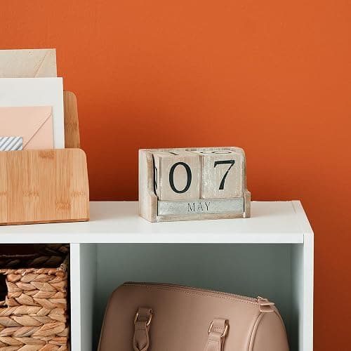 Wooden Perpetual Block Calendar for Desk, Wood Month Date Display Blocks for Teachers, Students, Classroom, Rustic Farmhouse Office Decor, Desk Accessories (5 x 4 In) thumbnail 5