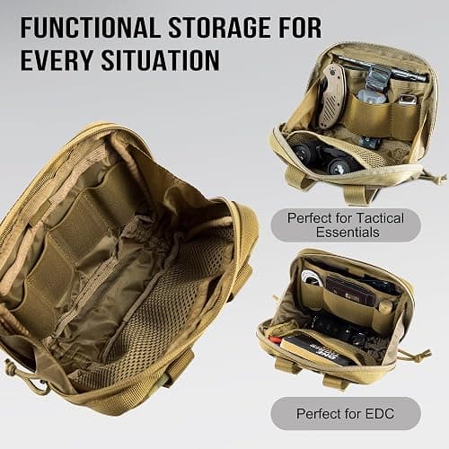 OneTigris MOLLE Pouch, Tactical Admin Pouch Belt EDC Tool Organizer Zippered Utility Waist Pack 7.5"x5"x2" thumbnail 2
