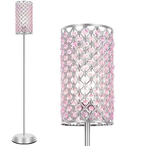 GyroVu Crystal Floor Lamp for Bedroom, Living Room Pink Floor Lamps Modern Tall Lamp with On/Off Foot Switch Glam Standing Light for Girls Bedroom Minimalism Pole Corner Lamp for Office Dorm Hotel thumbnail 8