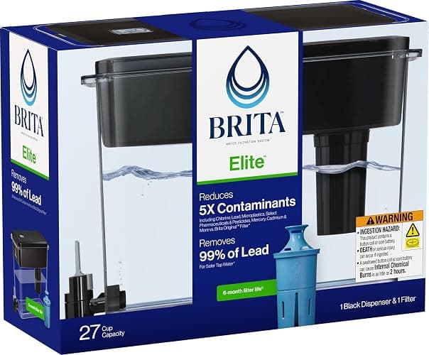 Brita 27 Cup Elite Filter Dispenser, Reduces 30+ Contaminants including Lead and Microplastics, Filter lasts 6 months, UltraMax, Black thumbnail 3