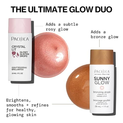 Pacifica Sunny Glow Liquid Face Bronzer Drops - Face Makeup Bronzing For Face & Cheeks for Instant Sun-Kissed Glow - Vitamin C & Glycolic Acid Infused Liquid Bronzer Illuminating Highlighting Clean thumbnail 26