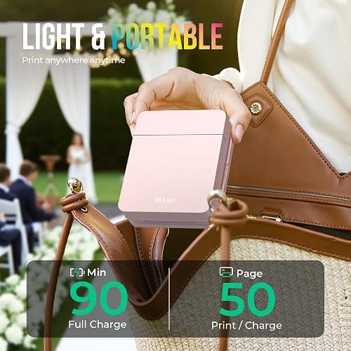 Nelko Photo Printer, PP01 Color Mini Portable Printer, Instant Smartphone Inkjet Printer, Sticky-Back Rechargeable Portable Picture Printer for iOS & Android, Smart AI APP, Valentine's Day Gift, Pink thumbnail 7