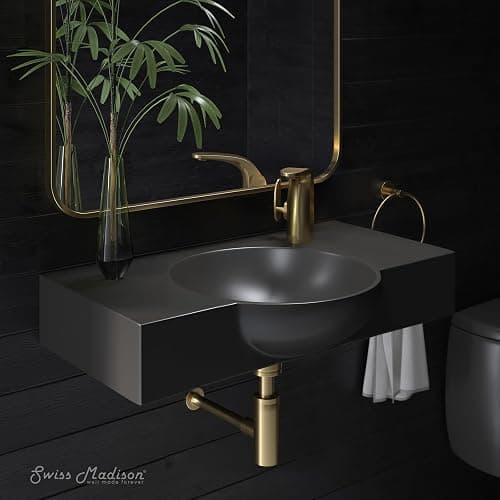 Swiss Madison Chateau 30" Wall-Mounted Sink Center Basin with Right Side Faucet Mount in Matte Black thumbnail 2