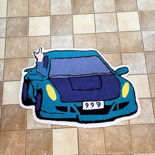 LAKEA Enthusiast Racing Car Shaped Tufting Rug Boy Living Room Bedroom Decor Carpet Embroidered Non-Slip Floor Mat Doormat Home Decor (29.5X19.7inch (75X50cm))