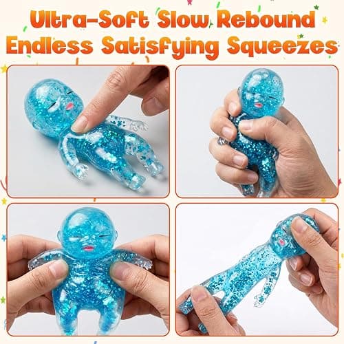 3PCS Baby Squishy Glitter Slow Rising, Squishy Babies Sensory Fidget for Stress Relief, Soft Cute Squeeze, Desk Decor & Gift thumbnail 8