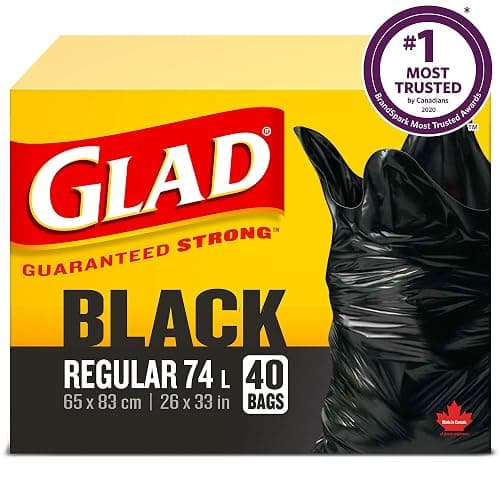 Glad Black Garbage Bags - Regular 74 Litres - 40 Trash Bags Made in Canada of Global Components thumbnail 2