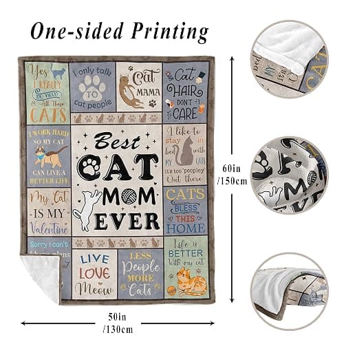 XALAZY Mothers Day Cat Mom Gifts for Women Blanket 50"X60", Cat Gifts for Women, Cat Lover/Lady Gifts, Funny Cats Themed Presents for Birthday/Christmas, Cat Blanket thumbnail 3