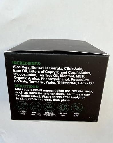 Hemp Cream - Maximum Strength - Natural Hemp Oil Extract Gel Rub with MSM - Glucosamine - Arnica - Turmeric - Maximum Strength - Formulated in USA - 3.9 oz thumbnail 7