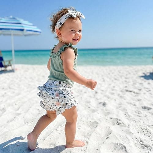 CIYCUIT Newborn Baby Girl Summer Clothes Ruffle Sleeveless Ribbed Top Bloomers Shorts Set thumbnail 4