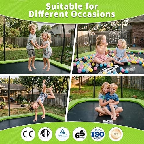 SKOK 14 FT Rectangle Outdoor Trampoline with Net and Ladder for Kids thumbnail 3