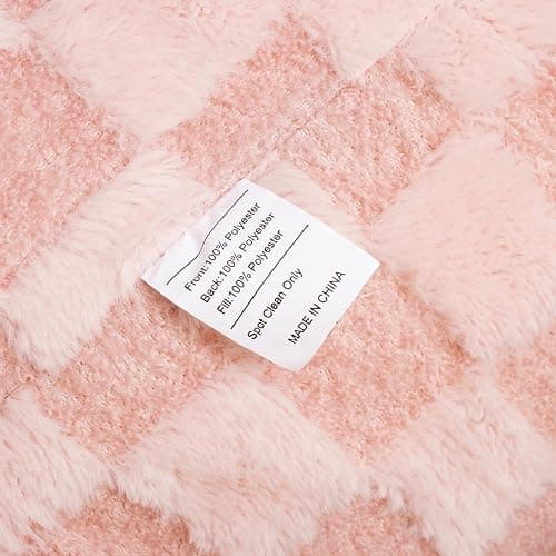 A Nice Night Faux Fur Reading Pillow,Checkered Fluffy Grid Plaid,Bed Wedge Pillow Large Adult Children Backrest with Arms for Bedrest,Pink thumbnail 8