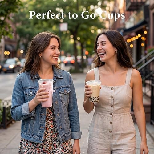 BISWYLBLJ 25 Pack 16oz Clear Plastic Cups with Sip Lids | Disposable Iced Coffee Cups,BPA Free,Food Safe Sturdy Cups for Iced Coffee,Smoothies Party Cold Drinks thumbnail 6
