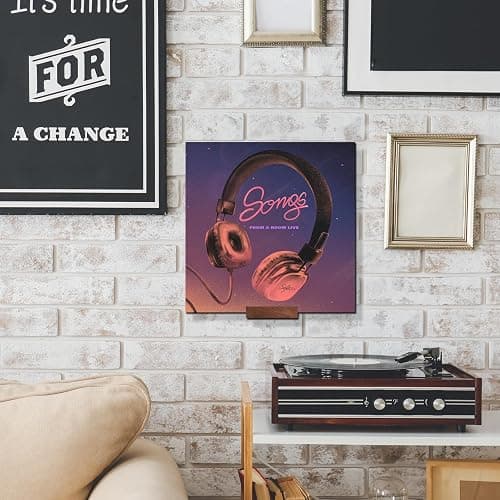 2.68 Inch 10 Pcs Vinyl Record Holder Wall Mount Floating Wooden Album Record Holder Wall Record Holder Vinyl Record Shelves Record for Displaying Daily LP CD Listening Vintage Home Decor thumbnail 5
