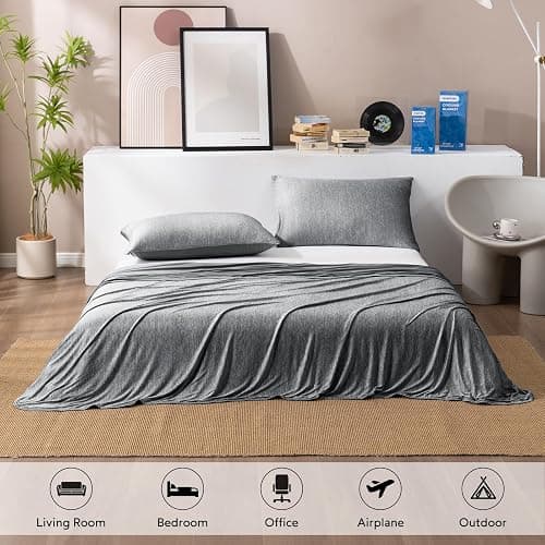HOMFINE Cooling Blankets for Hot Sleepers - Summer Blanket Thin Lightweight Breathable Soft Double Side Enhanced Cooling for Bed Couch Sofa, Keep Cool for Night Sweats (Black, 60 x 80 inches) thumbnail 6