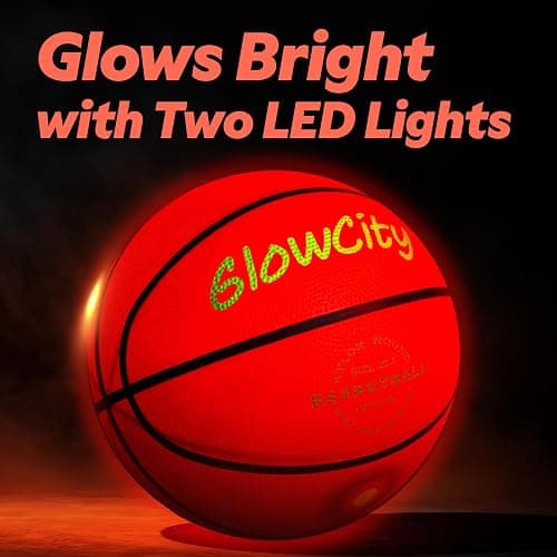 GlowCity Glow in The Dark Basketball - Sizes 5, 6, 7 Light Up Ball for Kids, Teens & Adults - Red Glow for Outdoor Games - Sports Birthday Gifts Ideas for Boys Ages 6 7 8 9 10 11 12 13 14 thumbnail 6