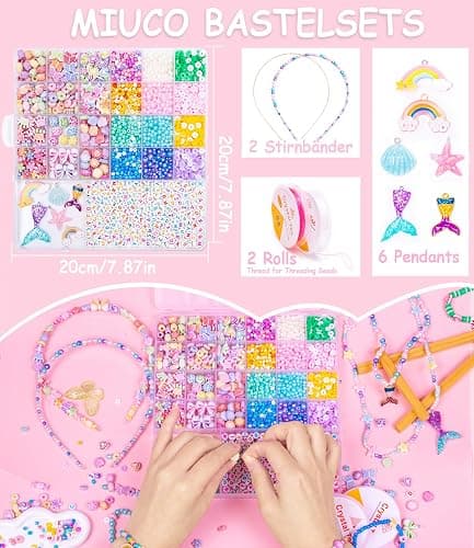 MiuCo Bracelet Making Kit for Kids Girls - Cute Beads for Jewelry Making Kit with Charms - Arts and Crafts for Make Necklaces - Birthday Gifts for Girls Ages 5 6 7 8 9 10 (Kids' Jewelry Making Kits) thumbnail 2
