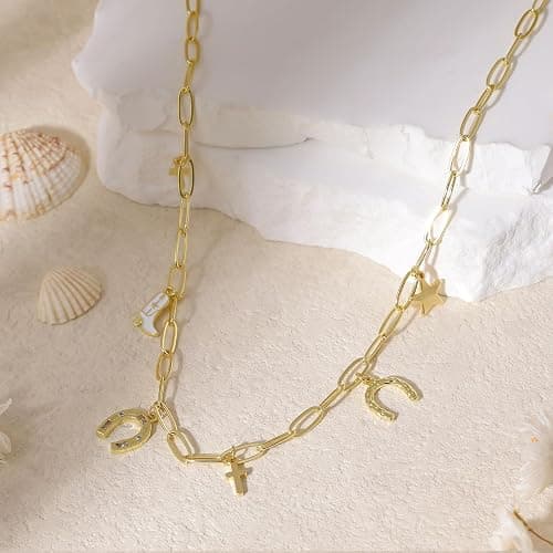 SELSHE Charm Necklace for Women,Dainty 14K Gold Plated Starfish Seashell Necklace Simple Gold Beach Necklaces for Women Trendy Beach Jewelry thumbnail 5