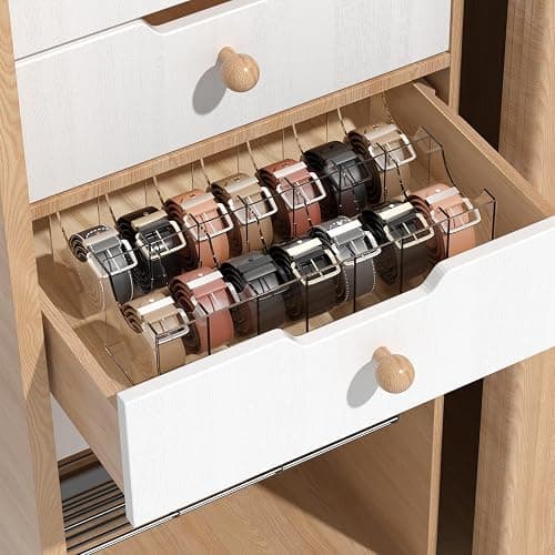 ACRYDECOR Large Acrylic Belt Organizer, Clear 14 Compartments Storage with Dust Cover, Display Holder for Home thumbnail 6