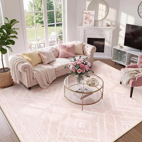 BESTSWEETIE 6'x9'Washable Area Rug for Living Room Bedroom Lightpink | Soft Western No Slip Low Pile Print Foldable Indoor for Bedroom Kitchen Dining Room thumbnail 8