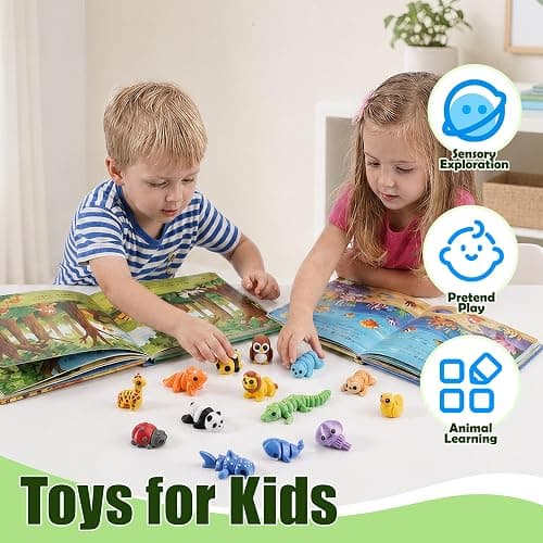 Cybermaker 60PCS Mini 3D Printed Animals, Articulated Fidget Toys for Kids | Flexible joints, Cute designs desk pets, Classroom rewards, Party favors, Goodie bag stuffers thumbnail 6