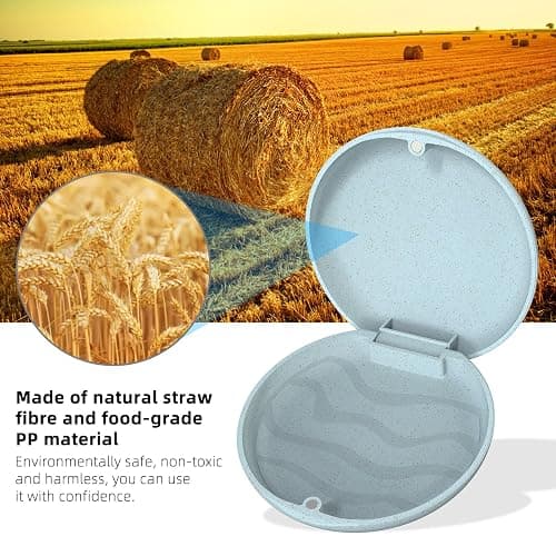Ralegy Retainer Case, Retainer Case Slim, Mouthguard Case, Orthodontic Case, Wheat Straw Box, Blue thumbnail 3