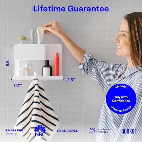 WallShelfie Bedside Wall Organizer, Floating Bedside Shelves, Wall Mount Essential Accessories for Room Decor, Dorm, Makeup Organizer, Remote Control Holder, White thumbnail 2