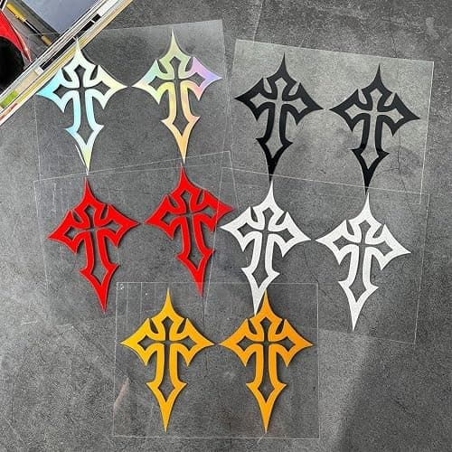 AugustknowU Cross Graphic Sticker For Motorcycle Helmet Fuel Tank Front Fairing Scooter Body With Reflective Elements For Increased Object Visibility(Silver) thumbnail 2