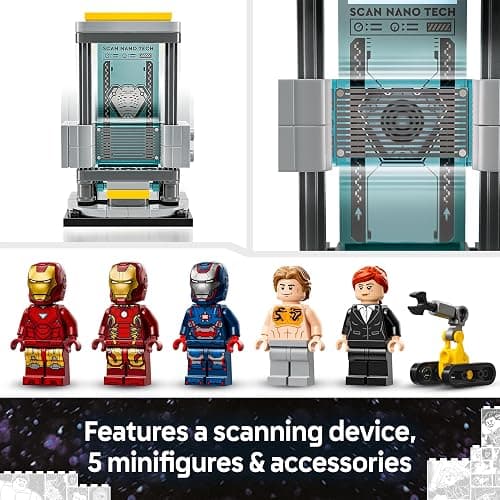 LEGO Marvel Iron Man’s Laboratory: Hall of Armour - Super Hero Building Toy with a Mech Figure, 5 Minifigures incl. Aldrich Killian & a Dum-E Robot - Avengers Gift for 8+ Year Old Boys & Girls 76315 thumbnail 7