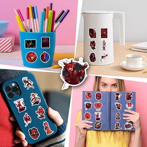 122Pcs Alastor Stickers Pack, Aesthetic Vinyl Waterproof Sticker Decals for Water Bottle,Laptop,Phone,Skateboard,Scrapbooking,Bumper for Teens Adults Fans for Party Supply… thumbnail 5